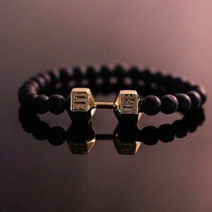 FITLIFE Black & Gold Dumbbell Bracelet